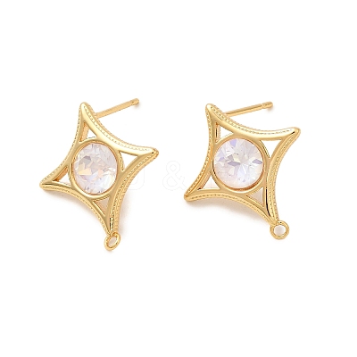 Star Brass Glass Stud Earring Findings KK-P340-10G-03-1
