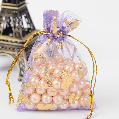 Heart Printed Organza Bags OP-R022-7x9-05-1