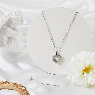 1Pc Stainless Steel Heart Pendant Urn Ashes Necklaces NJEW-CN0001-17P-1
