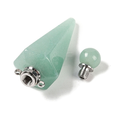 Natural Green Aventurine Faceted Cone Openable Perfume Bottle Big Pendants G-L524-18P-13-1