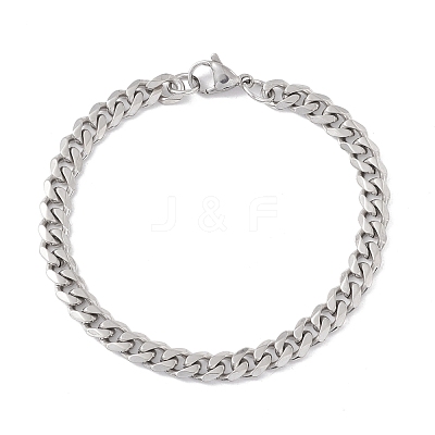 Non-Tarnish 304 Stainless Steel Cuban Link Chains Bracelet for Men Women STAS-E001-06P-1