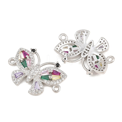 Brass Pave Colorful Cubic Zirconia Connector Charms CU-CBA908F-04P-07-1