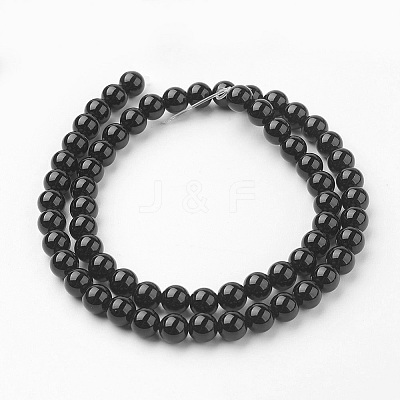 Natural Black Onyx Beads Strands G-G735-60-6mm-A-1