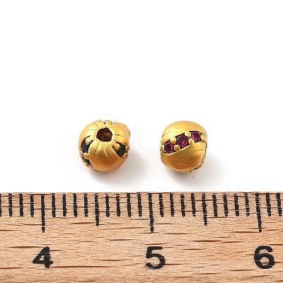 Brass Micro Pave Cubic Zirconia Beads KK-R216-08G-01-1