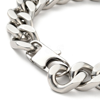 Non-Tarnish 201 Stainless Steel Curb Chain Bracelet Hand Polished for Men Women BJEW-H550-06B-P-1