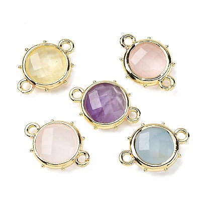 Brass Natural Gemstone Connector Charms KK-Z096-01G-1