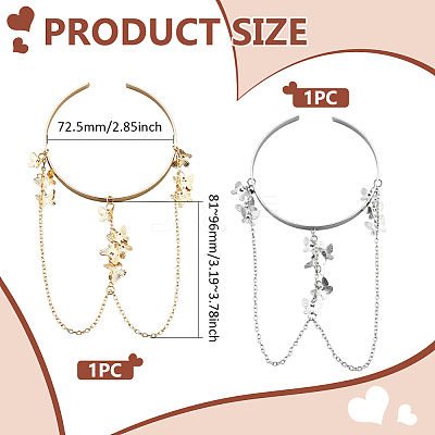 2Pcs 2 Colors Iron Upper Arm Cuff Bangles for Women AJEW-HY0002-61B-1