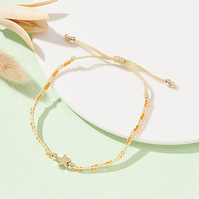 Star Cross Heart Adjustable Braided Bracelet Sets BJEW-MZ00043-1