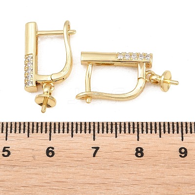Brass Micro Pave Clear Cubic Zirconia Hoop Earring Findings KK-Z158-01G-1