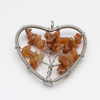 Brass Gemstone Pendants G-F181-06-1