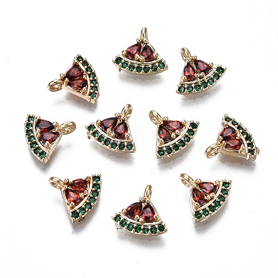Brass Micro Pave Colorful Cubic Zirconia Charms X-KK-S359-086-RS-1