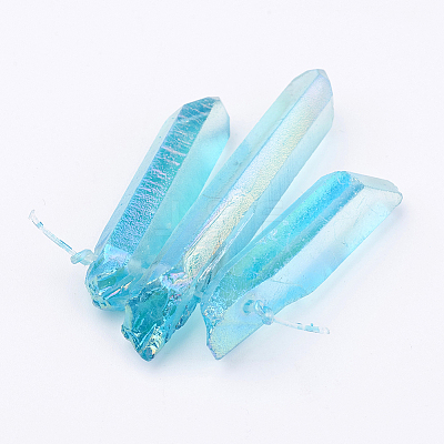 Electroplated Natural Quartz Crystal Graduated Beads Strands LS-G-P315-A07-1