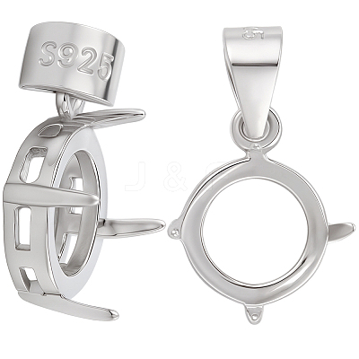 2Pcs Rhodium Plated 925 Sterling Silver Basket Pendant Settings STER-BBC0008-80-1