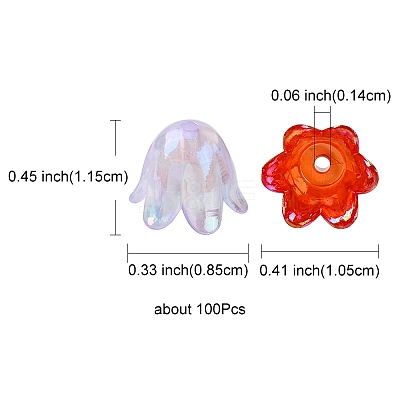 6-Petal Imitation Jelly Acrylic Bead Caps JACR-FS0001-02-1