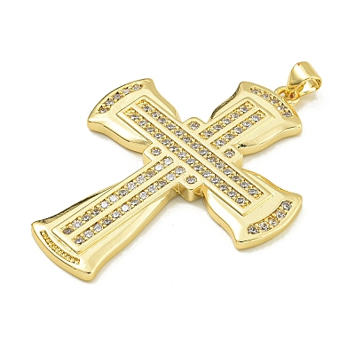 Rack Plating Brass Pave Cubic Zirconia Pendants KK-U029-02G-03-1