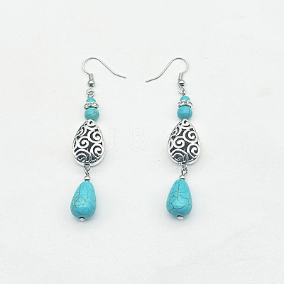 Bohemian Zinc Alloy Synthetic Turquoise Dangle Earrings LQ8241-2-1