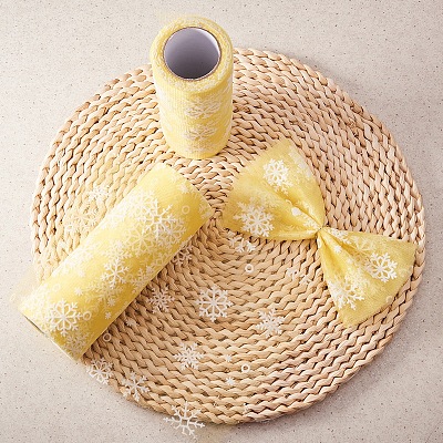 Snowflake Deco Mesh Ribbons OCOR-P010-G04-1