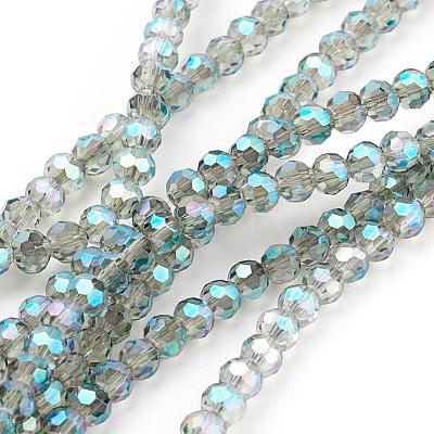 Faceted(32 Facets) Round Electroplate Glass Beads Strands X-EGLA-D021-72-1
