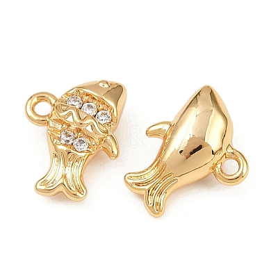 Ocean Theme Brass Micro Pave Cubic Zirconia Charms KK-F902-08N-G-1