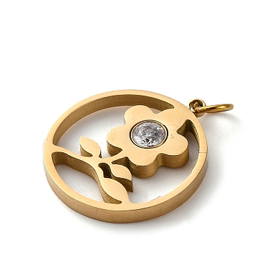 316 Stainless Steel Rhinestone Pendants STAS-K258-39D-G-1