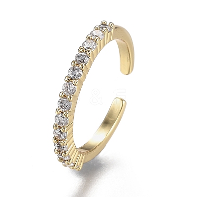 Adjustable Brass Micro Pave Clear Cubic Zirconia Cuff Rings ZIRC-Z002-11G-1