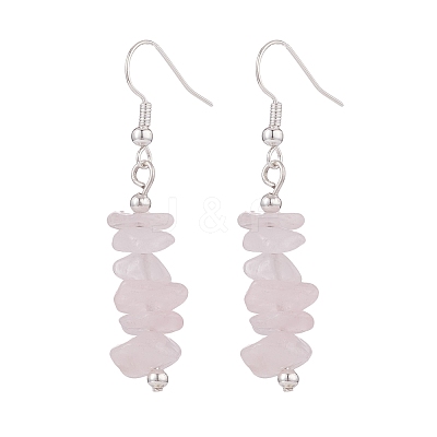 Natural Rose Quartz Chips Beaded Jewelry Set SJEW-JS01232-06-1