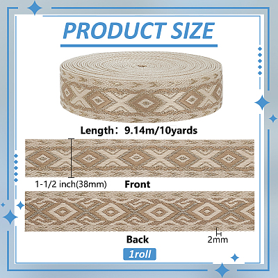 10Yards Ethnic Style Rhombus Polyester Ribbon SRIB-FG0001-35B-1