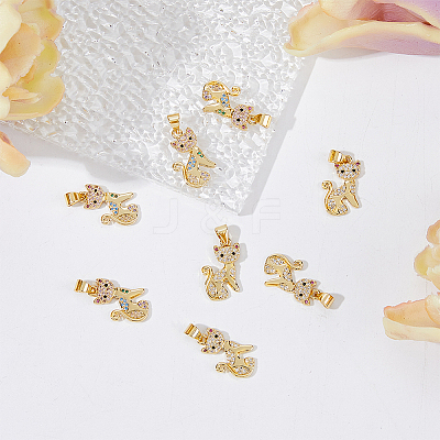 8Pcs 2 Colors Rack Plating Brass Micro Pave Cubic Zirconia Pendants KK-DC0003-21-1