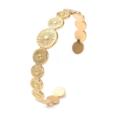 304 Stainless Steel Sun Cuff Bangles BJEW-F457-25G-1
