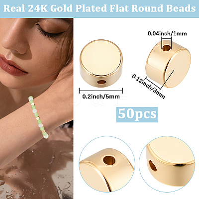 50Pcs Brass Beads KK-BBC0027-40G-1
