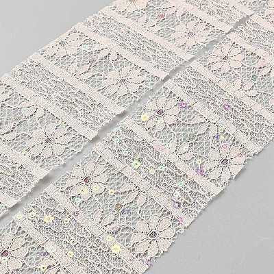 Polyester Flower Lace Ribbons with Paillettes OCOR-WH20048-04E-1