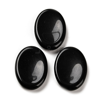 Natural Obsidian Oval Worry Stone G-R487-01H-1