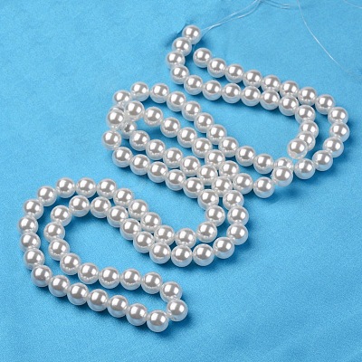 ABS Plastic Imitation Pearl Round Beads X-MACR-S789-8mm-01-1