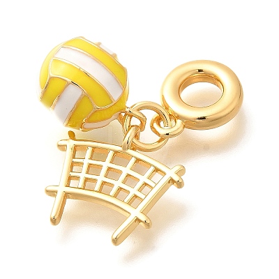 Brass Enamel Sport European Dangle Charms KK-U048-03G-04-1