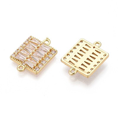 Brass Pave Clear Cubic Zirconia Connector Charms KK-N284-06G-1