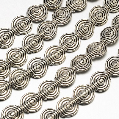 Tibetan Style Flat Round/Vortex Alloy Bead Strands X-TIBEB-O007-10-NR-1