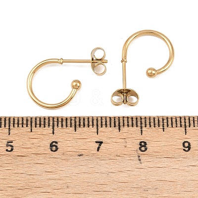 C-Shaped 304 Stainless Steel Stud Earrings EJEW-Z154-01G-01-1