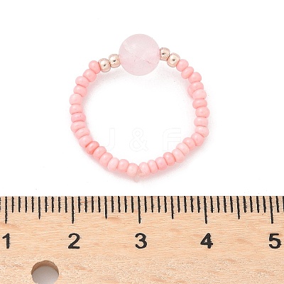 Natural Rose Quartz Stretch Rings RJEW-JR00255-03-1