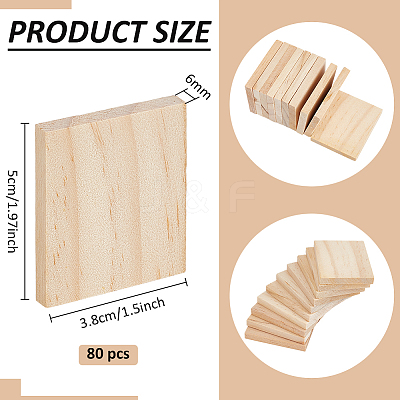 Unfinished Pine Wood Rectangle Shape Slices WOOD-WH0002-63A-1