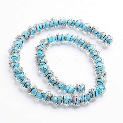 Handmade Gold Sand Lampwork Rondelle Beads Strands LAMP-I010-C-04-1