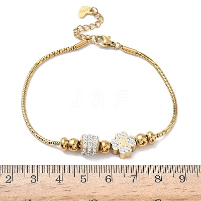 European Style Polymer Clay Rhinestones & 201 Stainless Steel Beaded Bracelets BJEW-G765-01G-02-1