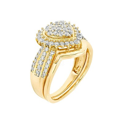 2Pcs Alloy with Crystal Rhinestone Finger Rings FS-WG59BB6-02-1