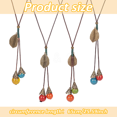 4Pcs 4 Colors Polyester Cords Lariat Necklaces Set NJEW-AN0001-63-1
