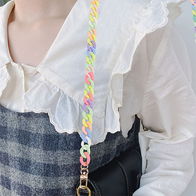 2Pcs 2 Style Opaque Jelly Style Acrylic Curb Chain Bag Straps DIY-WR0002-49-1