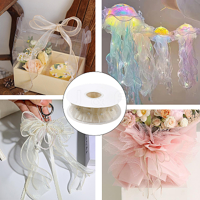 Polyester with Plastic Pearl Bead Wrinkle Ribbon OCOR-WH20003-63C-1