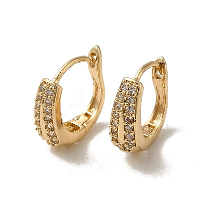 Brass Micro Pave Cubic Zirconia Hoop Earring EJEW-L271-02KCG-03-1