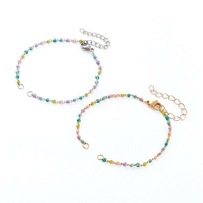304 Stainless Steel Enamel Twisted Chains Bracelet Makings AJEW-JB00888-1