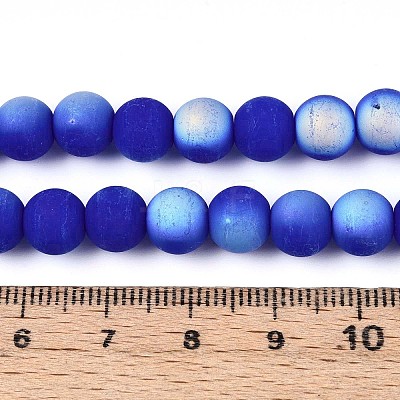 Frosted Opaque Glass Beads Strands GLAA-T032-P8mm-MBB11-1