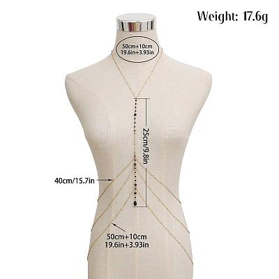Iron & Black Glass Layered Body Chains for Women WGFBD6B-01-1