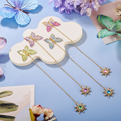 4Pcs Butterfly Sun Acrylic & Alloy Resin Charm Bookmark AJEW-TA00044-1
